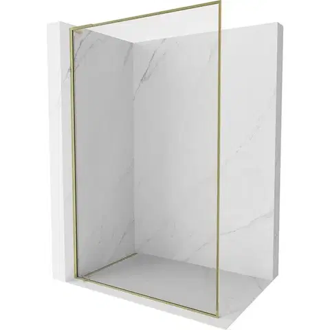 Sprchové dvere MEXEN/S - Kyoto-F L Sprchová zástena WALK-IN s rámom 50 x 202, transparent 8 mm, zlato 800-050-174-50-00
