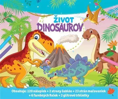 Nalepovačky, vystrihovačky, skladačky Život dinosaurov - maľovanka