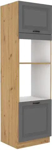 Kuchynské skrinky STELLA 60 DPM vysoká skrinka na vstavanú rúru, stredne šedá/dub Artisan