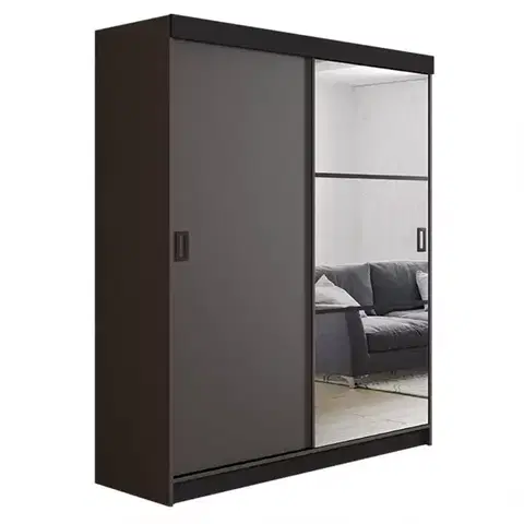 Spálňové šatníkové skrine Skriňa Retro 138 5L grafit/ Dvierka grafit