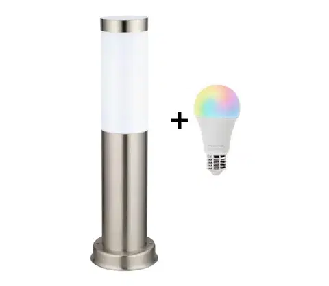 LED osvetlenie BRILAGI - LED RGBW vonkajšia lampa 1xE27/12W/230V 40 cm IP44 matný chróm BG3933+AI0819