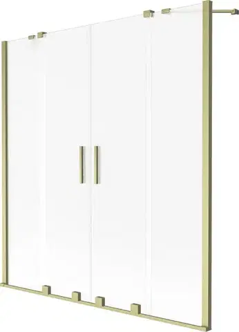 Sprchové dvere MEXEN/S - Velar Duo dvojkrídlová posuvná vaňová zástena 140 x 150 cm, dekor, zlatá kartáčovaná 896-140-000-32-55