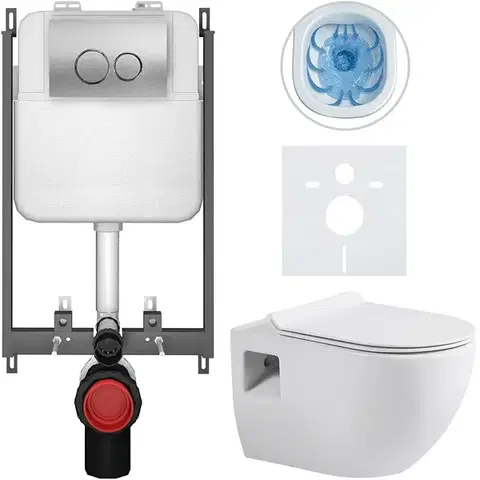 Záchody CERANO - Kompletný WC set Basic/Dure - biela lesklá - WC tlačidlo Dualo/Strieborná - na zamurovanie - 51x35 CER-8050BD85904