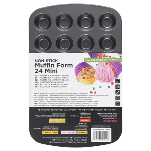 Dekorácie a bytové doplnky Plech na muffiny 24 mini 40,3x25,8x2,5