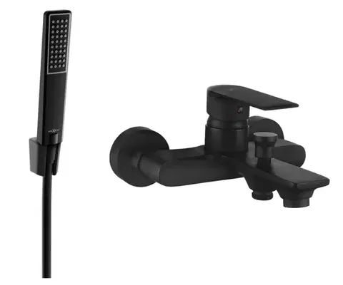 Kúpeľňové batérie MEXEN/S - R72 Royo vaňová batéria so sprchou set, čierna 7223R72-70