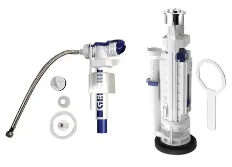 Doplnky do kúpeľne KERASAN - Splachovacia súprava s DUAL tlačidlom, spodné napúšťanie 3/8", chróm 752101
