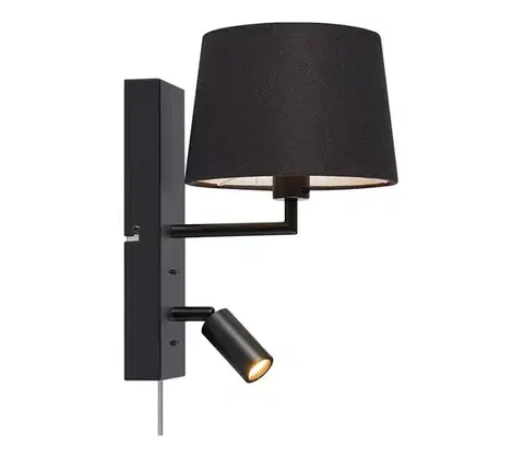 LED osvetlenie Markslöjd 108595 - LED nástenné svietidlo s USB COMO 1xE14/40W/230V + LED/3W čierne 108595