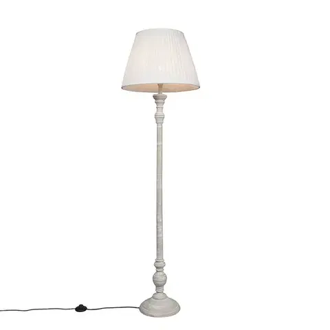 Stojace lampy Inteligentná stojaca lampa sivá so skladaným tienidlom bielym vrátane Wifi A60 - Classico