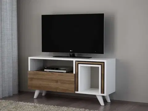 TV stolíky NOVEL K2 TV stolík na nožičkách, biela/orech