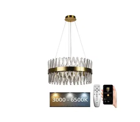 Svietidlá  LED Stmievateľný luster na lanku LED/80W/230V 3000-6500K zlatá + diaľkové ovládanie J6308/C
