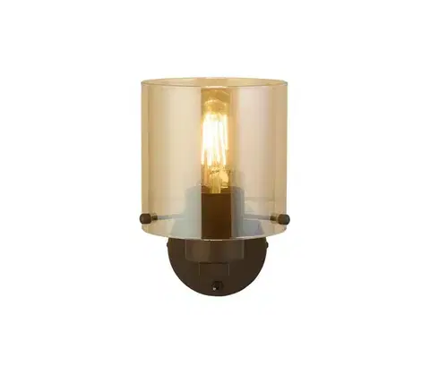 Svietidlá Searchlight 88912-1MO - Nástenné svietidlo SWEDEN 1xE27/60W/230V hnedá/dymová 88912-1MO