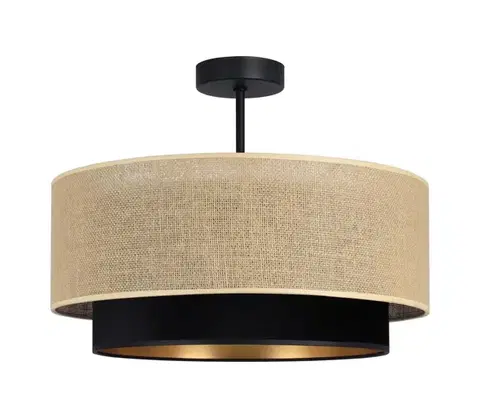 Svietidlá  Prisadený luster SARTA 1xE27/60W/230V priemer 45 cm čierna/juta H0198