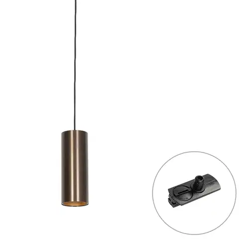 Koľajnicové svetelné systémy Dizajnová závesná lampa tmavobronzová vrátane 1-fázového koľajnicového adaptéra - Iconic Tubo