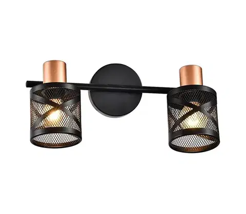 Svietidlá Prezent  - Nástenné bodové svietidlo ANTARES 2xE14/40W/230V čierna/medená 