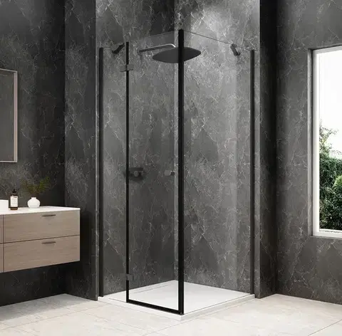 Sprchové dvere POLYSAN - GLOBE GUN METAL štvorcová sprchová zástena 1000x1000, číre sklo, ľavá GB1010-3415LGM