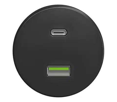 Predlžovacie káble lap - Retro USB zásuvka A+C bez rámika antracit A/USB