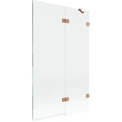 Sprchové dvere MEXEN/S - Lunar vaňová zástena 2-krídlová pravá 110 x 150, transparent, meď kartáčovaná 897-110-100-65-00-P