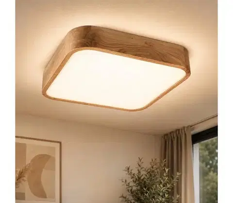 Svietidlá  Stropné svietidlo OAK SQUARE 4xE27/15W/230V 45x45 cm dub LD-PD-11.2/DĄB
