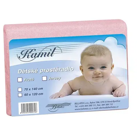 Plachty Bellatex Detské froté prestieradlo, ružová, 60 x 120 cm