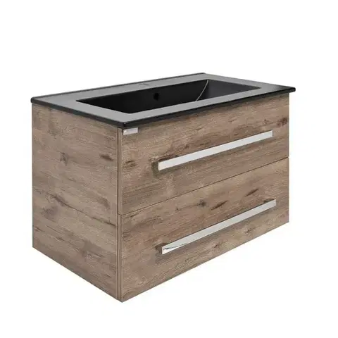 Kúpeľňový nábytok Kúpeľňová skrinka s umývadlom SAT Cube Way 80x53x46 cm dub wellington mat CUBE46802DWMODC CUBE46802DWMODC