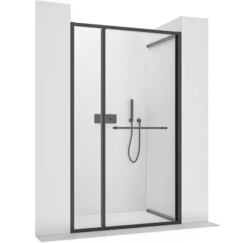 Sprchovacie kúty CERANO - Sprchové posuvné dvere Versaro L/P - 6 mm - čierna matná, transparentné sklo - 130x195 - zasúvacie CER-8050BD80333