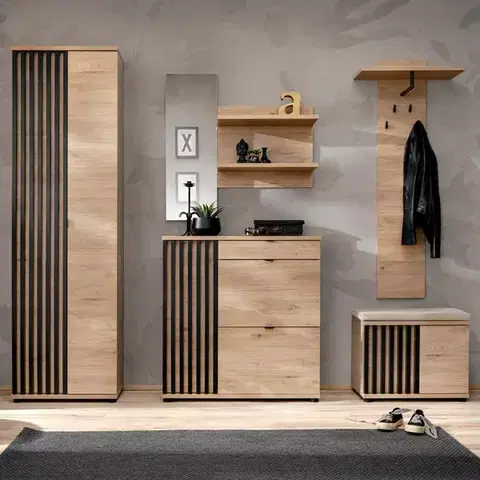 Predsieňový nábytok Predsieňový nábytok Pedro IV HJZ PD4+P hickory jackson/čierna