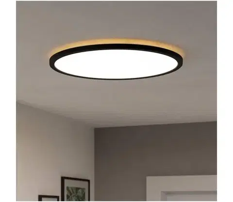 Svietidlá Eglo 901441-LED Kúpeľňové stropné svietidlo ROVITO 16,8W/230V pr.50cm IP44 čierna 901441