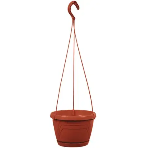 Záhrada Závesný kvetináč LOGATO s podmiskou plast 20x15 cm terakota