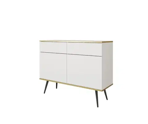 Komody ArtPS Komoda BIJOU KSZ-107 | biela / čierne nohy