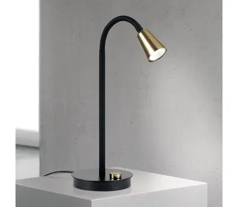 Lampy Orion - Stmievateľná flexibilná stolná lampa DOTTY 1xGU10/10W/230V čierna/mosadz LA 4-1235/1 schwarz/MS