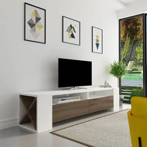 TV stolíky TV stolík Sosruko - White, Walnut