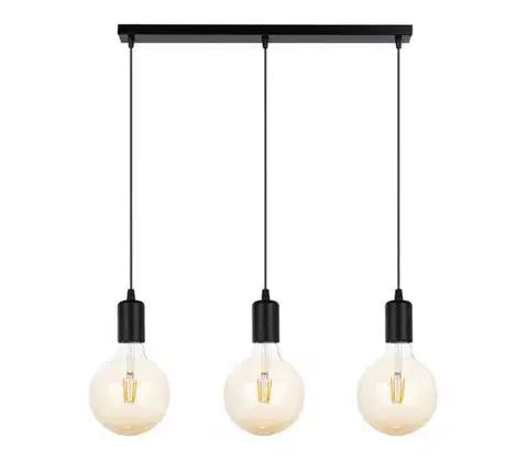 Svietidlá  Luster na lanku MIROS 3xE27/60W/230V čierna 0056