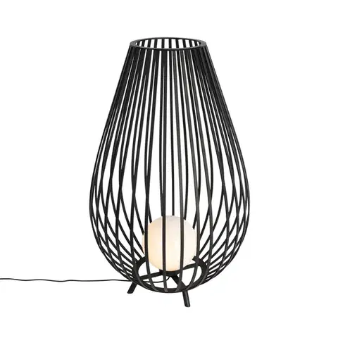 Vonkajšie stojanové svietidlá Dizajnová stojaca lampa čierna s opálom 110 cm - Angela