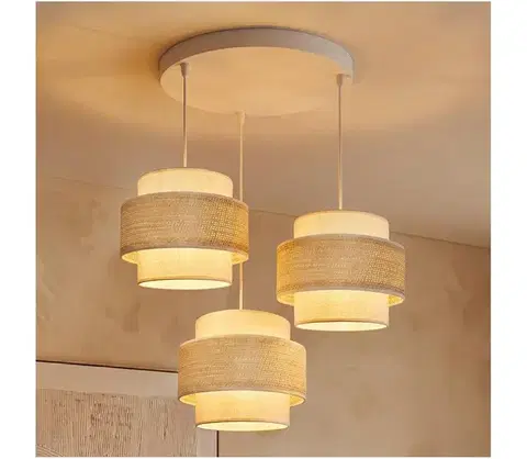 Svietidlá BRILAGI - Závesné svietidlo na lankách SPACE 3xE27/60W/230V pr. 40 cm béžová/krémová 8590828052654