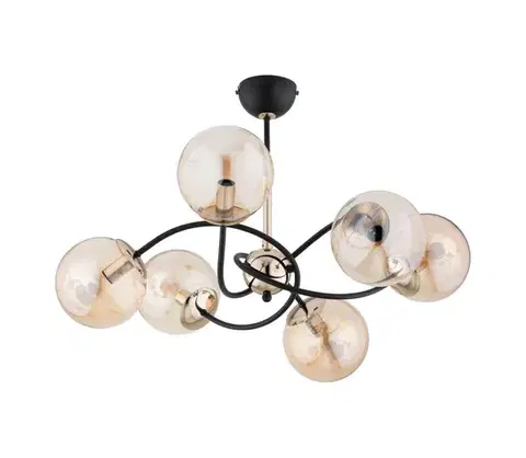 Svietidlá  Luster na tyči AURORA 6xE14/10W/230V čierna/zlatá 63296