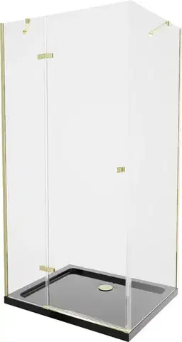 Vane MEXEN/S - Roma sprchovací kút 100x90, transparent, zlatá + čierna vanička so sifónom 854-100-090-50-00-4070G