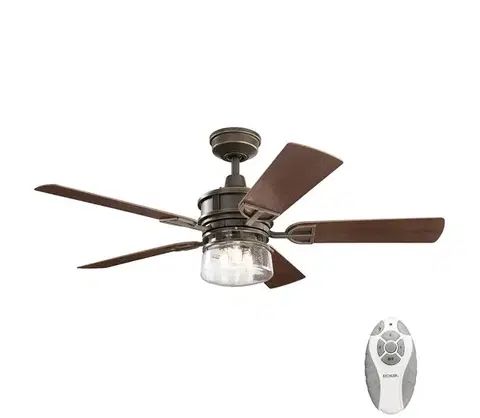 Ventilátory Elstead Kichler KLF-LYNDON-52-OZ - Stropný látor LYNDON 3xE27/8W/230V IP23 + DO KLF-LYNDON-52-OZ