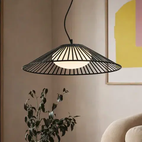 Stropná svetla Lampa wisząca Sonte 50 czarna z białym szklanym kloszem nad stół