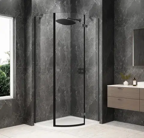 Sprchové dvere POLYSAN - GLOBE GUN METAL štvrťkruhová sprchová zástena 1000x800, číre sklo, pravé GB2180RGM