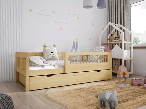 Postele Elvisia Detská posteľ MADIA so zásuvkou | borovica 80 x 180 cm