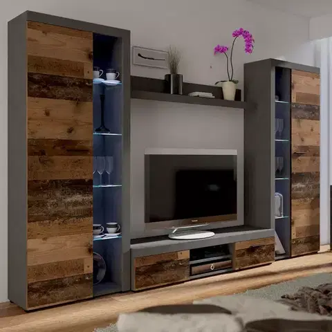 Obývacie steny Obývacia stena Rumba Xl 300cm Old Style Wood Matera