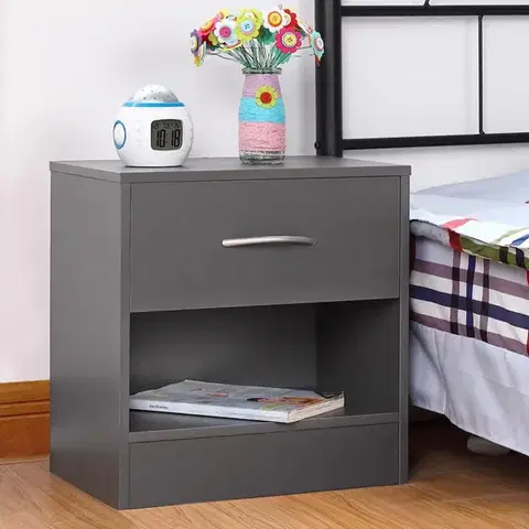 Nočné a toaletné stolíky Nočný stolík 1 ks D06421 antracit Dekorhome