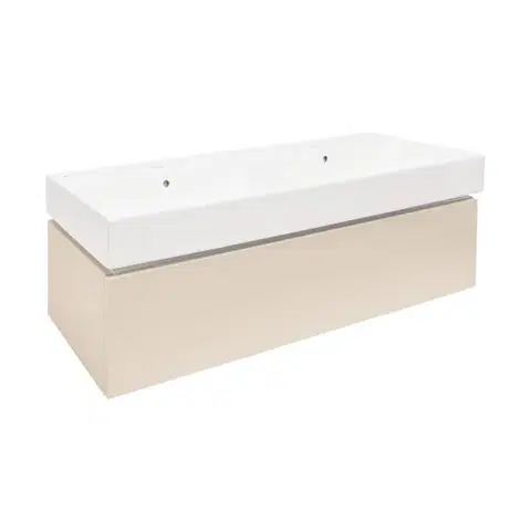 Kúpeľňový nábytok Kúpeľňová skrinka s umývadlom SAT Feel 120x30x46 cm pieskovo béžová mat SATFEEL120BEU2 SATFEEL120BEU2