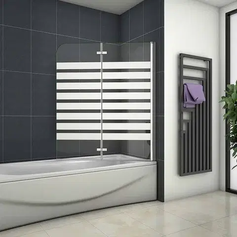 Sprchové dvere H K - Vaňová zástena S22 STRIPE 120x140cm - dvojdielna sklopná, číre sklo so vzorom, pravý variant SE-S22STRIPE120R