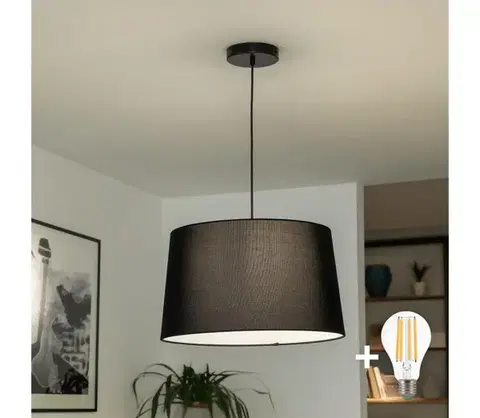 Svietidlá BRILAGI - LED luster na lanku CERIA 1xE27/40W/230V, priemer 45 cm, čierny BG3987+EG781044