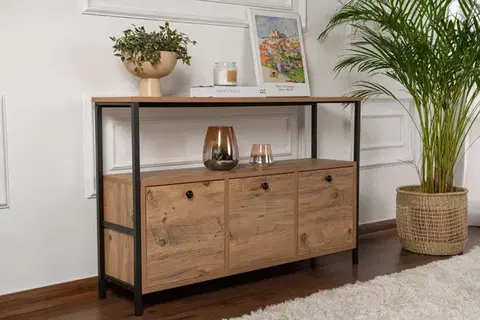 Komody Konzolový stolík Solace - Atlantic Pine, Black