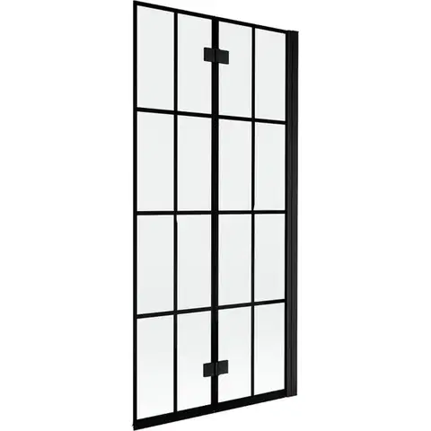 Sprchové dvere MEXEN - MIST vaňová zástena 90x150 cm 6mm 2-s, čierna, dekor, pravá 8A9-090-002-70-77-P