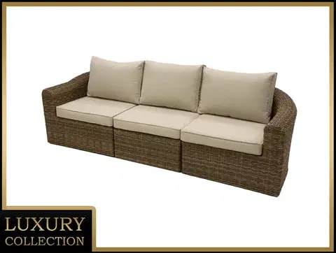 Záhradné stoličky a kreslá DEOKORK Ratanová lavica pre 3 osoby BORNEO LUXURY (hnedá)