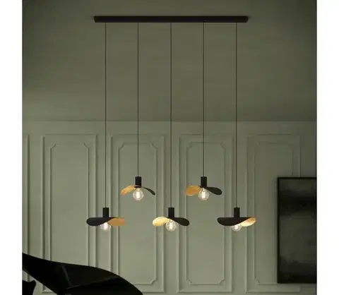 Svietidlá Eglo 390396 - Luster na lanku SACEDA 5xE27/40W/230V čierna/zlatá 390396