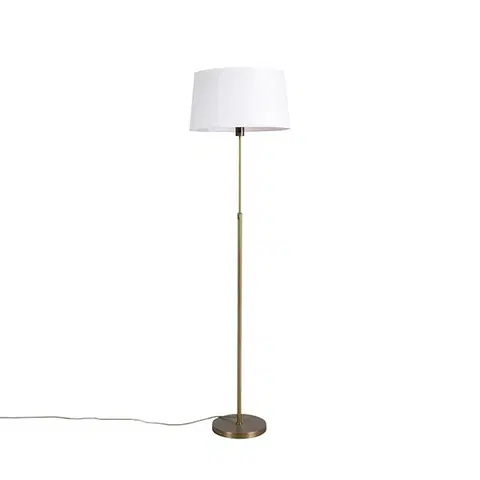 Stojace lampy Stojaca lampa bronzová s ľanovým tienidlom bielym 45 cm nastaviteľná - Parte